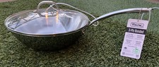 Viking Professional 3-Ply Stainless Steel Wok 4.9 Qt Quart Glass Lid Chefs Pan