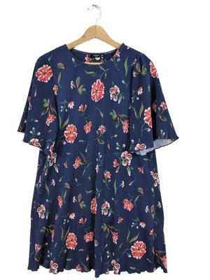 MANGO BASICS Kurzarmkleid Damen Kleid Gr. DE 36 blau-pink Casual-Look