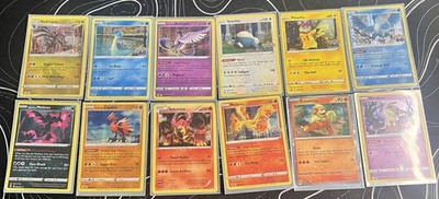12 Pokémon TCG Holo Cards Lot - Legendary Birds, Pikachu, Eeveelutions & More!
