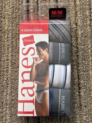 New Vintage Hanes Men s 4 Pack Bikini Briefs Underwear Medium