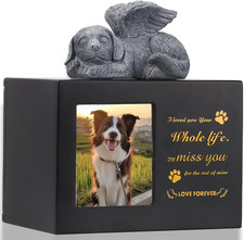 Pet Urns for Dogs, Black Wooden Urn for Dog Keepsake for Ashes Funerary Urns M