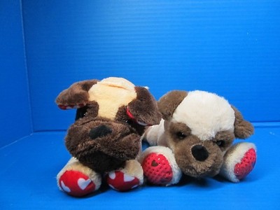 Animal Adventure & Back2fun Lot of 2 V-Day Valentine Puppy Dog Pugs Plush 8''