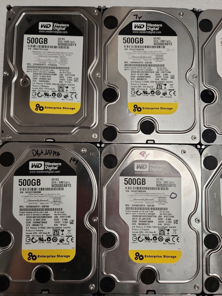 [LOT 20x] Western Digital WD Gold 500GB HDD WD5003ABYX, WD5002ABYS ...