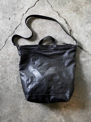 Porter ''FRANK'' 2WAY Tote & Shoulder Black Horse Leather Bag (Made in Japan)