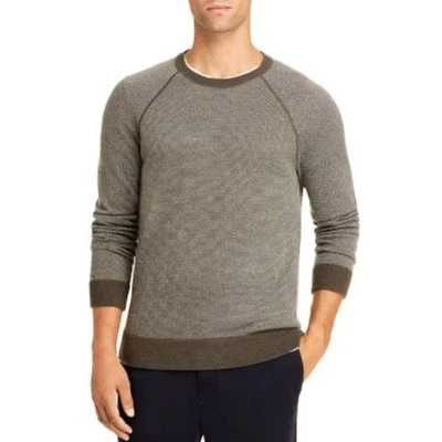 Vince Mens Bird's Eye Stitch Wool Cashmere Sweater Grey Large