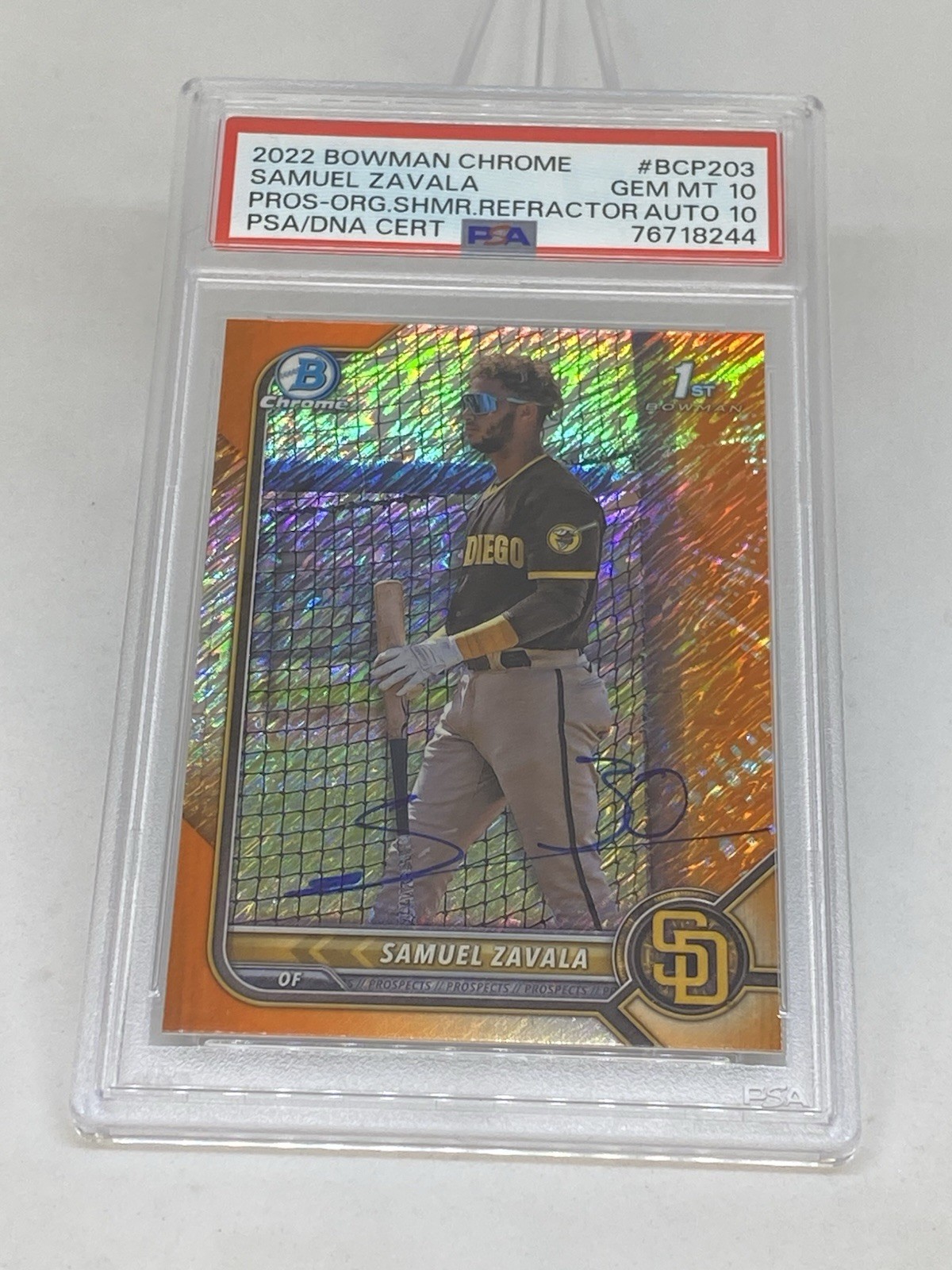 2022 SAMUEL ZAVALA PROSORG.SHMR.REFRACTOR AUTO /25 RC ROOKIE PSA 10 AUTO 10 POP2