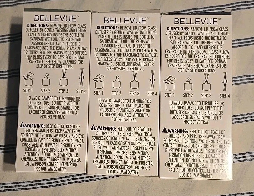 Bellevue 6 oz. Reed Diffuser Set Essential Oils Home Fragrance Sticks 3-Piece - Image 2 of 2