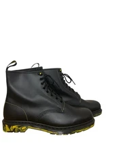 Dr. Martens 1460 marbled black yellow marbled sole leather boots NWOB Size 14