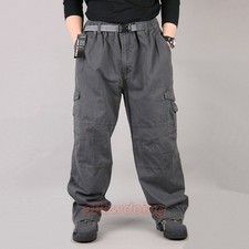 Men Baggy Pants Loose Trouser Hip Hop Pocket Dance Casual Big Size Fashion Cargo