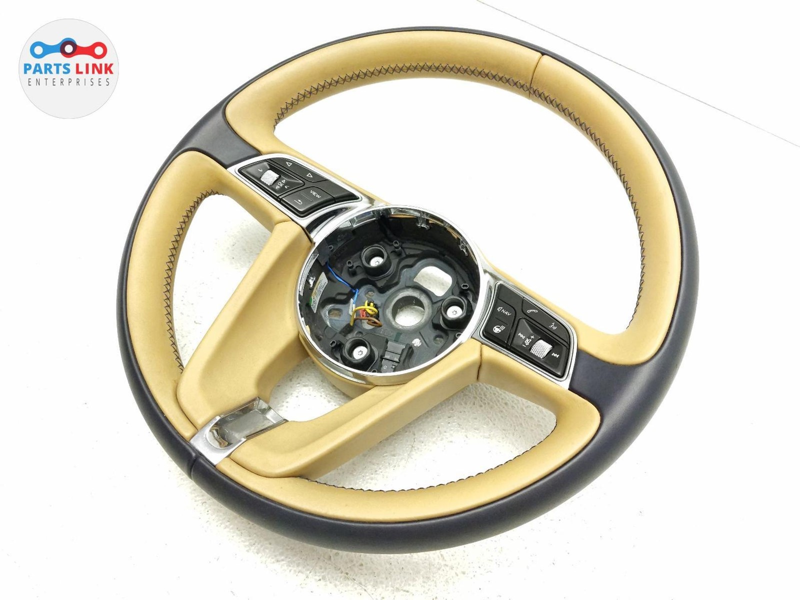 2016-20 BENTLEY BENTAYGA STEERING WHEEL HEATED LEATHER SWITCH SHIFTER BLUE ASSY