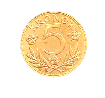 やっちゃん1920年スウェーデン5クローナ金貨☆MS65 Sweden 5 Kronor KM