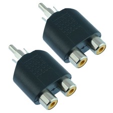 2 x RCA Phono Plug to 2 Socket Splitter Audio Connector
