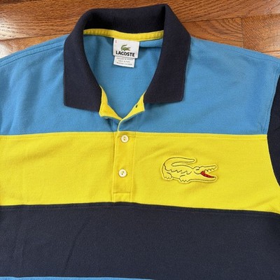 Vintage Lacoste Big Croc  Stripe Rugby Polo Shirt Size 5 Big Crocodile