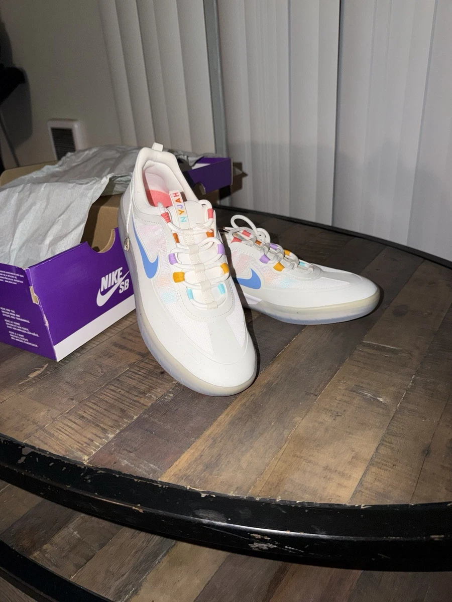 Nike‎ SB Nyjah Free 2 White Rainbow Athletic Sneaker BV2078-106 Mens Sz 7.5 Nike Nyjah Free 2 SB Summit White Coast | eBay main image 3