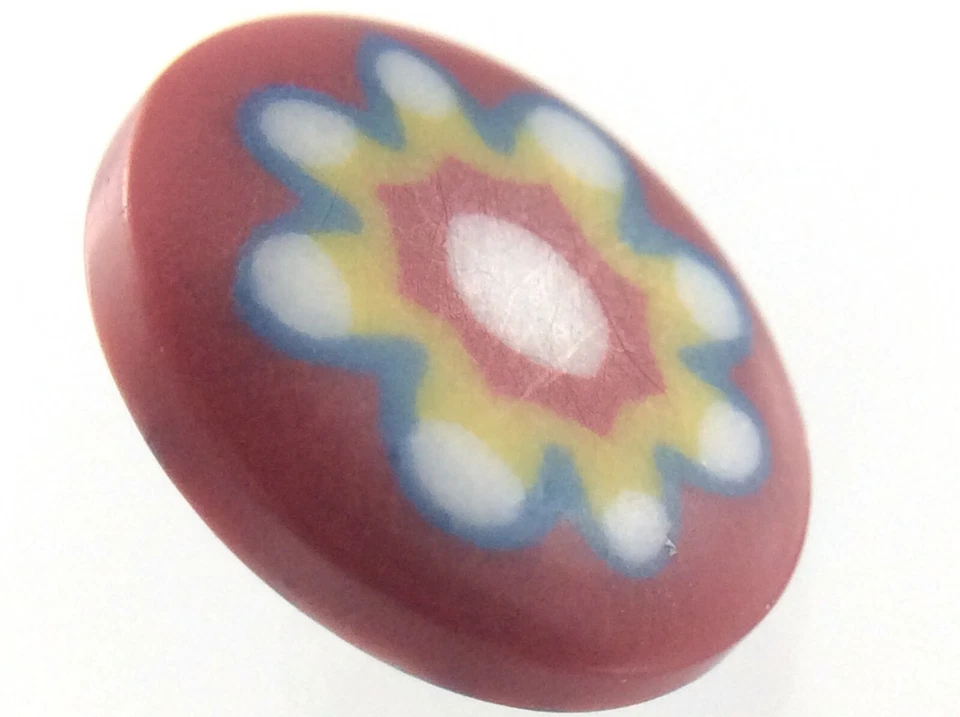 Vintage Red Flower Round Plastic Garment Button Size .45in Floral Design 820C - Image 4 of 4