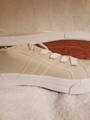 Shoes Tan Beige Canvas Sneaker Size 8 Obtaom Fashion Low Top Slip On Walking - Picture 8 of 9