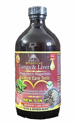 Organic LUNGS & LIVER Balance Care Tonic Detox, By Essential Palace 5 In 1.