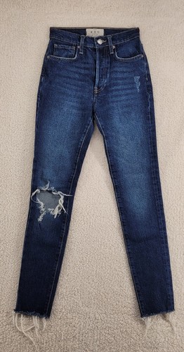 Pantalones de mezclilla Free People We The Free tiro alto ajustados talla 24 desgastados botón mosca - Imagen 22 de 22
