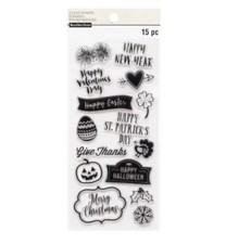 NEW  Recollections  MULTI HOLIDAY Clear 15 STAMPS Valentine Halloween Christmas