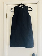 Womans LBD Beach Minimal Sleeveless Cotton Racer Back Black Mini Utility Dress 4
