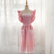Lady Cotton Blend Apron Women Kitchen Cute Princess Lace Apron with Pocket Sweet