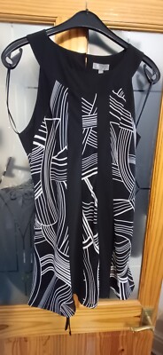 Mia Moda Chiffon Tunic Sleeveless Top. Size 14UK. Black & White Print.