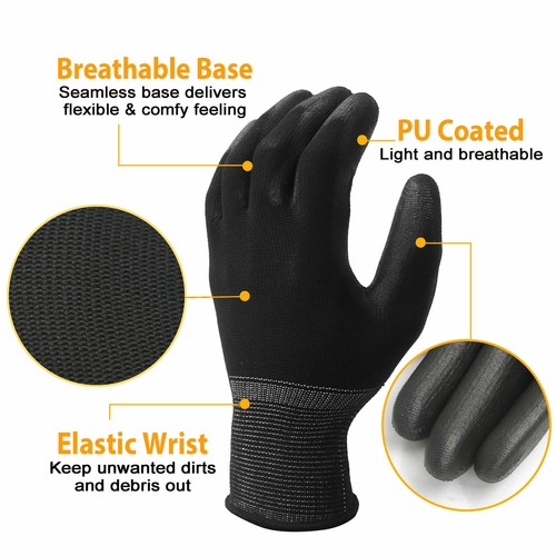EvridWear 12 Pairs Ultralight Breathable Polyurethane Coated Garden Work Gloves - Picture 14 of 29