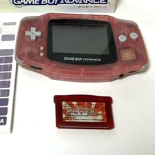 Nintendo Game Advance Clear Pink AGB-001 Handheld Console Tested +Free Ruby Game
