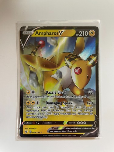 2020 POKEMON VIVID VOLTAGE AMPHAROS V 049/185 ULTRA RARE A