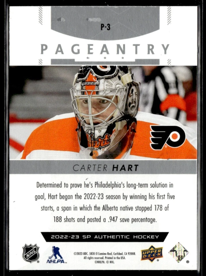 2022-23 SP Authentic Pageantry Carter Hart #P-3 - Image 2 of 2