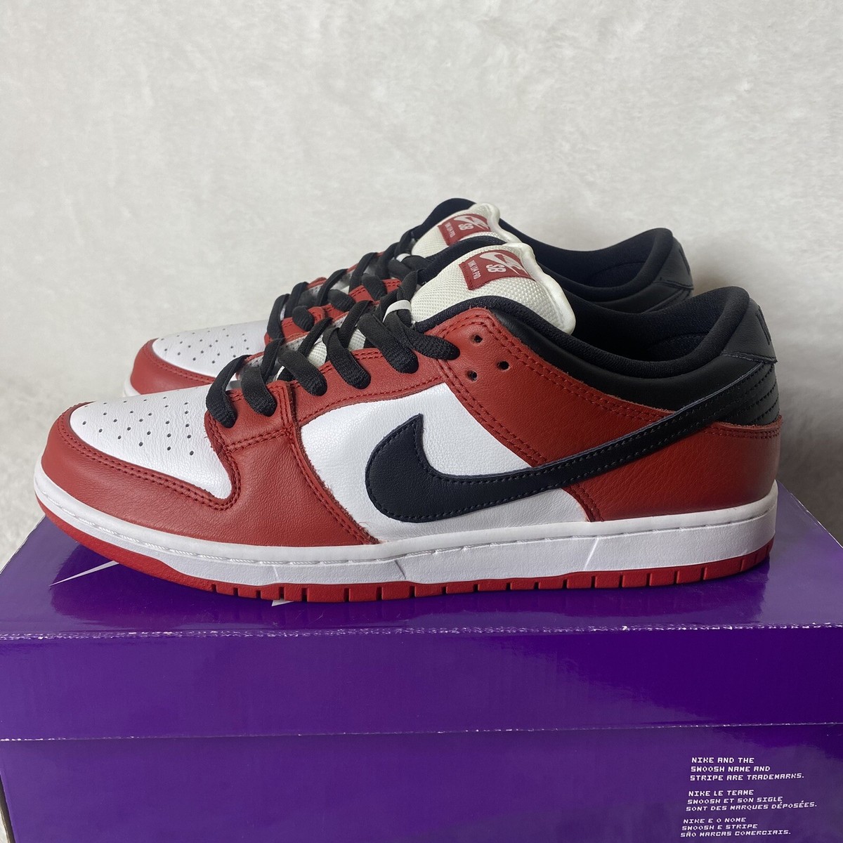 Nike SB Dunk Low Pro Chicago J Pack Bred Black Red Men Size 11