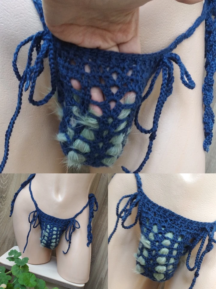 Tanga para hombre. Tangas de hombre. Talla L. Cuerda azul. Hecho a mano. Foto 3 de 4