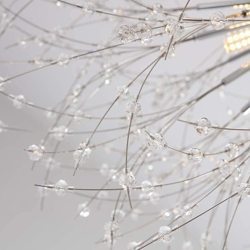 Lampadario plafoniera g9 fili in acciaio con cristalli stile moderno pn13a - Foto 5 di 6