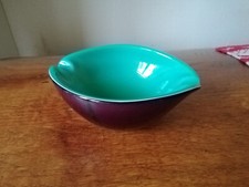 1970er Murano Glas Schale Aschenbecher Pop Art lila gr&uuml;n durchscheinend 15 cm