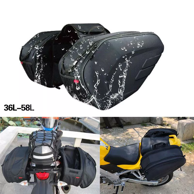 Pair Universal Black Motorcycle Saddlebags Motorbike Panniers