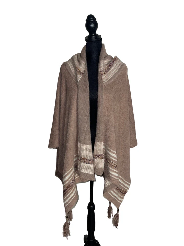 Simply Noelle Cape Women’s One Size Tribal Story Teller Hooded Poncho Shawl Wrap - Image 2 of 4