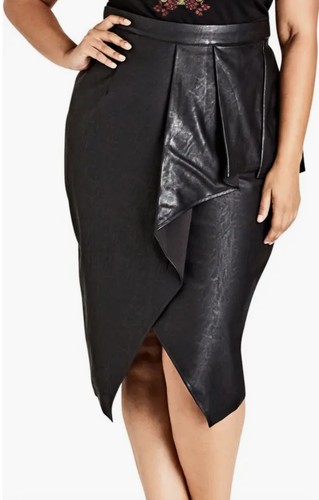 City Chic Plus Size Denim Tier Skirt - Black, Size 22, High Waist, Flared Midi Skirt, 100% Cotton