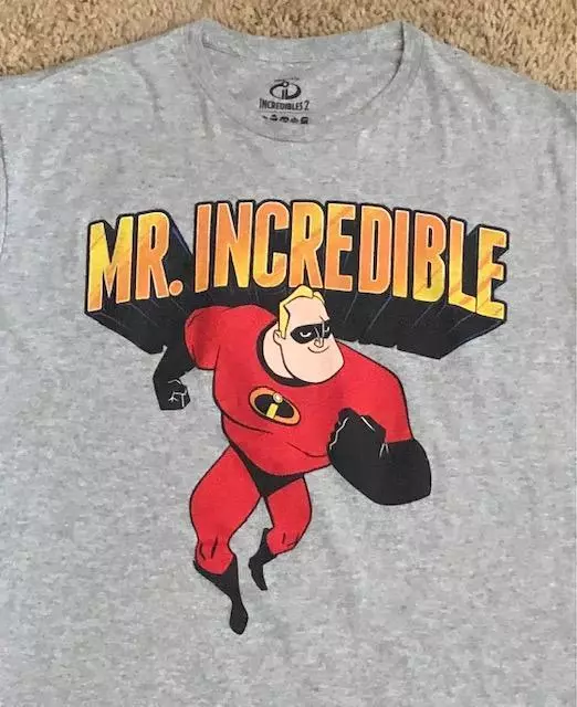 Disney Pixar Incredibles 2 Mr. Incredible Big Portrait Men s Gray T Shirt Size L