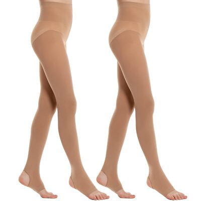 2 Pairs Girl's Stirrup Dance Tights Convertible Transition Todder Ballet Tigh...