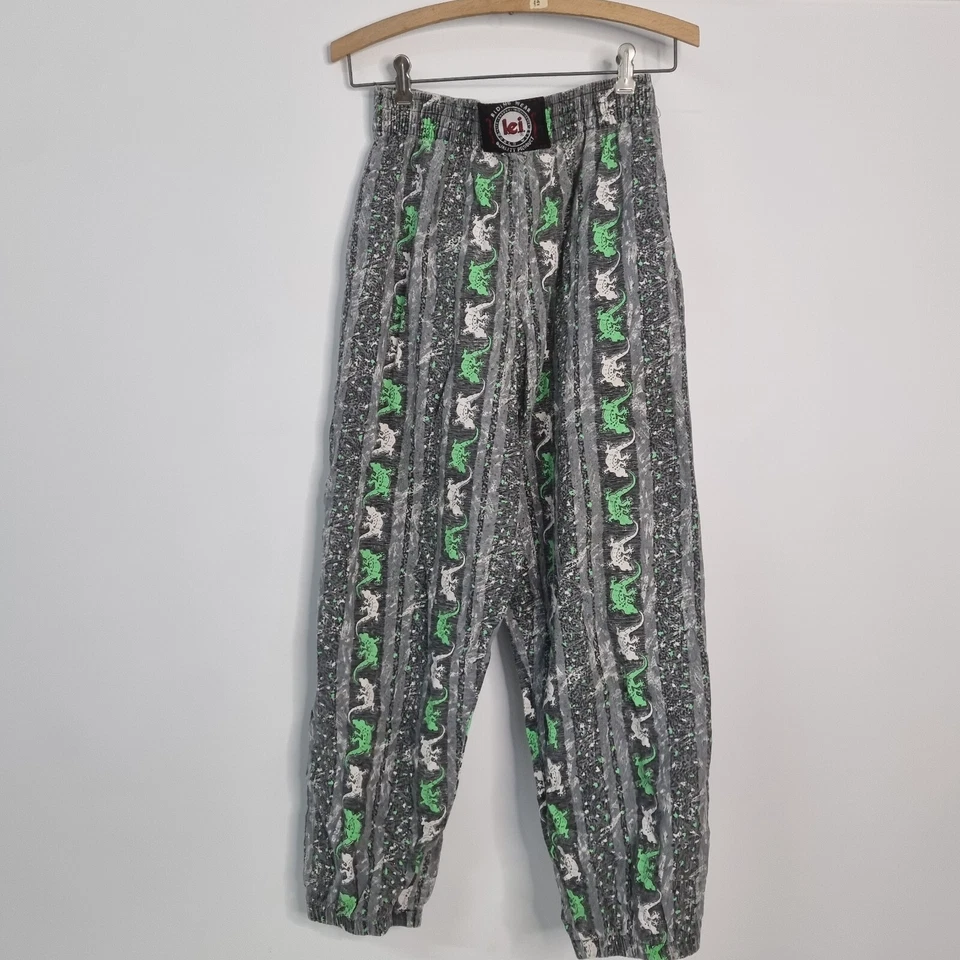 VTG 90 L.E.I Gecko Hawaii Tribal Baggy Parachute Gym Muscle Jogger Pant Men Sz M - Image 2 of 4