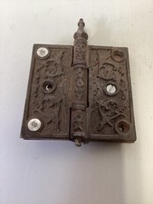VTG Pair Decorative Door Hinges 3 1/2 x 3 1/2 Steeple Point Cast Iron