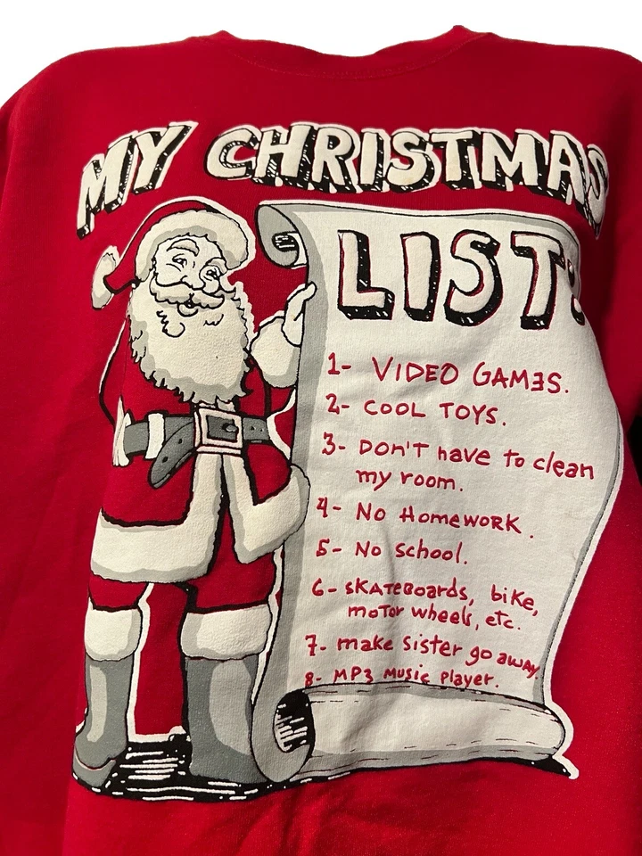 Lista de Navidad Fiesta Sudadera Top XL 14-16 Hanes Adolescente Niña Ropa Foto 3 de 4