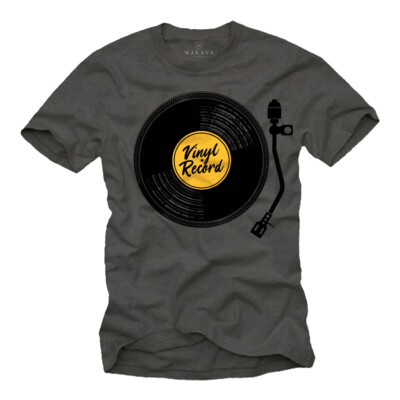Vintage Vinyl T Shirt Mens Gents Boys Hip Hop Rap Music Theme Record