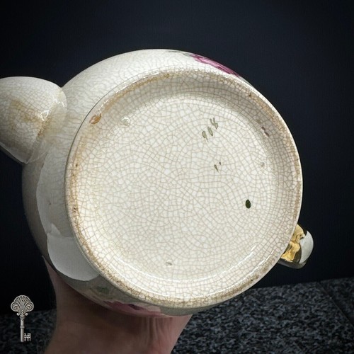 ANTIQUE FLORAL TEAPOT WITH GOLD TRIM DECORATIVE CHINA KITCHEN COLLECTIBLE - Picture 7 of 9