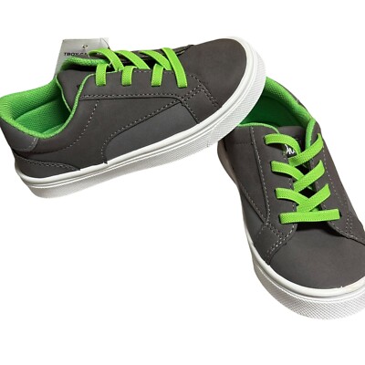 Oomphies Boys Toddler Casual Hiking Shoes Sneakers Size 10 Gray Green Laces NWT