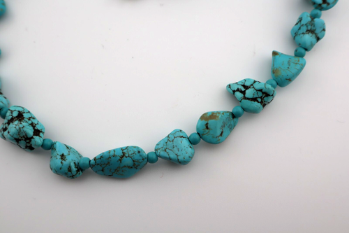 Pre-owned 25" Long TURQUOISE NUGGET Necklace - Picture 4 of 7