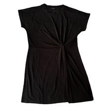 City Chic Dress Sz XS/14 Little Black Knot-Front Short Sleeve Casual Work Womens