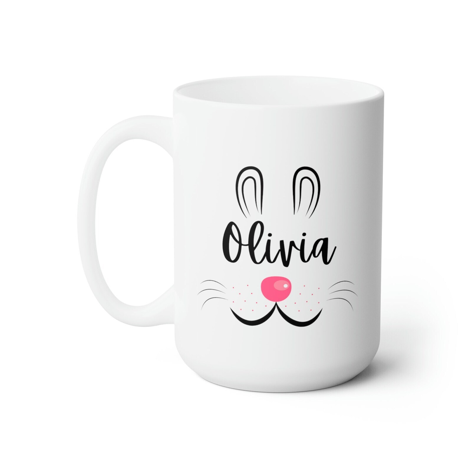 Cute Bunny Ears Custom Name Mug. Matching Gifts For Work Bestie/best