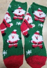 WOMENS Fuzzy Socks Christmas SANTA GINGERBREAD SNOWMAN REINDEER