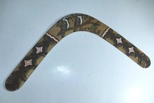 Crafted Boomerang Aboriginal Signed By Artist Wood Australia 15 In Birds